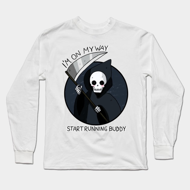 Cute Grim reaper is on his way Long Sleeve T-Shirt by Mayarart